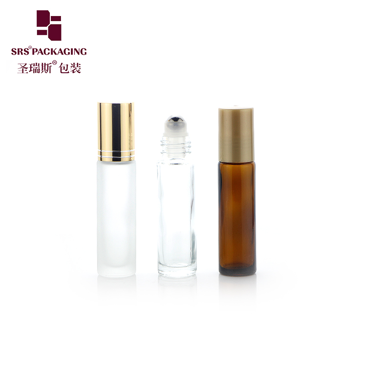 SRS Packaging Wholesale Cosmetics Perfume Essential oil roller bottle 10ml  glass roll on bottle with cap